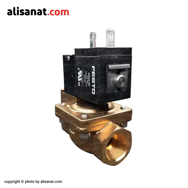 این تصویر زاویه ای از یک شیر برقی 2-2 از برند فستو مدل MN1H-2-12-MS می باشد