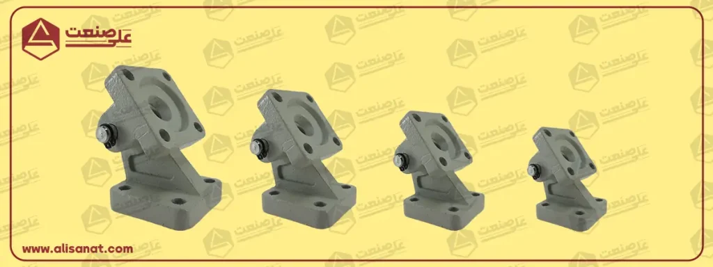 سایز مختلف لولای سکودار پنوماتیک با توجه به ابعاد استاندارد یک جک پنوماتیک قابل تعریف است