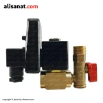 از شیر برقی اتودرین یا همان شیر برقی تایمر دار برای تخلیه ی آب کف کمپرسور استفاده می شود در تصویر بالا نمایی لز اجزای یک شیر برقی تایمر دار را مشاهده می کنید