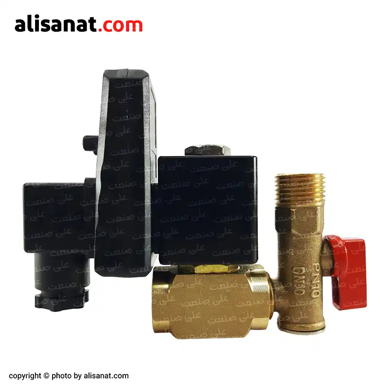 از شیر برقی اتودرین یا همان شیر برقی تایمر دار برای تخلیه ی آب کف کمپرسور استفاده می شود در تصویر بالا نمایی لز اجزای یک شیر برقی تایمر دار را مشاهده می کنید