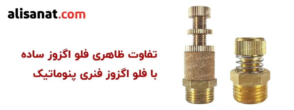 تفاوت فلو اگزوز ساده با فلو اگزوز فنری پنوماتیک در این تصویر به وضوح مشخص شده است