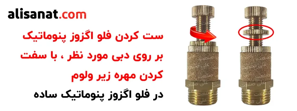 ست کردن فلو اگزوز ساده بر روی دبی مورد نظر به وسیله مهره ای که در زیر ولوم قرار گرفته است