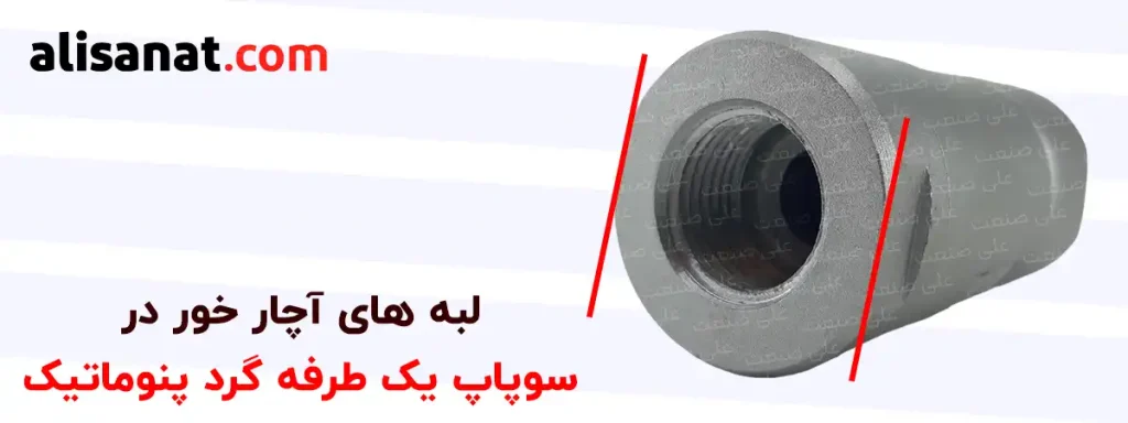 لبه های آچار خور در سوپاپ یک طرفه گرد پنوماتیک سبب می شود تا بستن سوپاپ آسان تر و با سهولت بیشتری انجام شود و بتوان بدنه آن را برای اتصال اتصالات ثابت نگه داشت