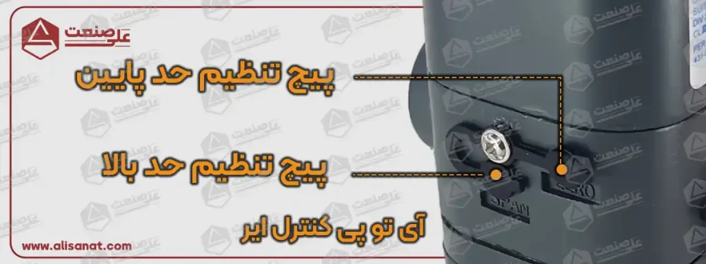 پیچ تنظیم حد بالا و پایین فشار در آی تو پی کنترل ایر را معمولا پس از نصب این رگلاتور هوشمند تنظیم کرده و برای کالیبره کردن هر چه بهتر این رگلاتور باهوش از آن استفاده می شود