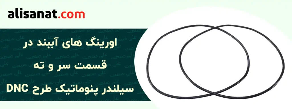 اورینگ های آببند قسمت سر و ته سیلندر پنوماتیک برای جلوگیری از نشت هوای فشرده از درون سیلندر به بیرون از آن تعبیه شده اند