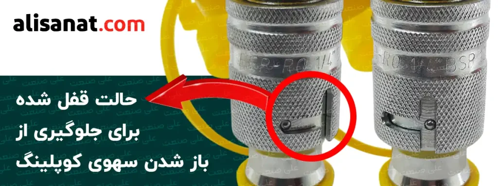 حالت قفل شده برای جلوگیری از باز شدن سهوی کوپلینگ به این دلیل تعبیه شده است که اگر زمانی سهوا اهرم به سمت پایین به حرکت در آمد ، خطری اپراتور را تهدید نکند