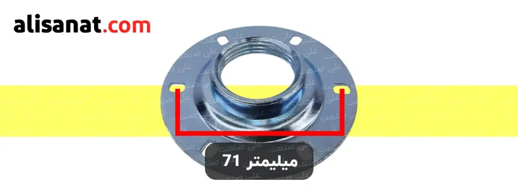 ابعاد پلیت نصب درب باک به شکل حدودی از یک سمت اندازه گیری شده است