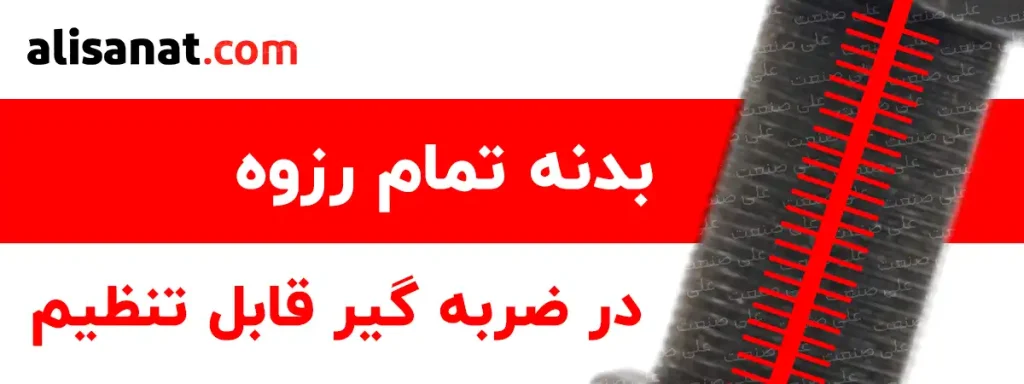 بدنه تمام رزوه در ضربه گیر قابل تنظیم به نحوی است که تقریبا تمام آن دارای رزوه بوده و از این طریق در محل مورد نظر بسته می شود