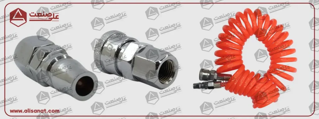 کوبلینگ و شیلنگ پنوماتیک برای متصل کردن گان هوا به سیستم ما هستند که این اتفاق از طریق کوپلینگ پنوماتیک محقق می شود